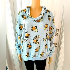 Adorable Faded Rose size L blue happy avocado hoodie sweatshirt NWT